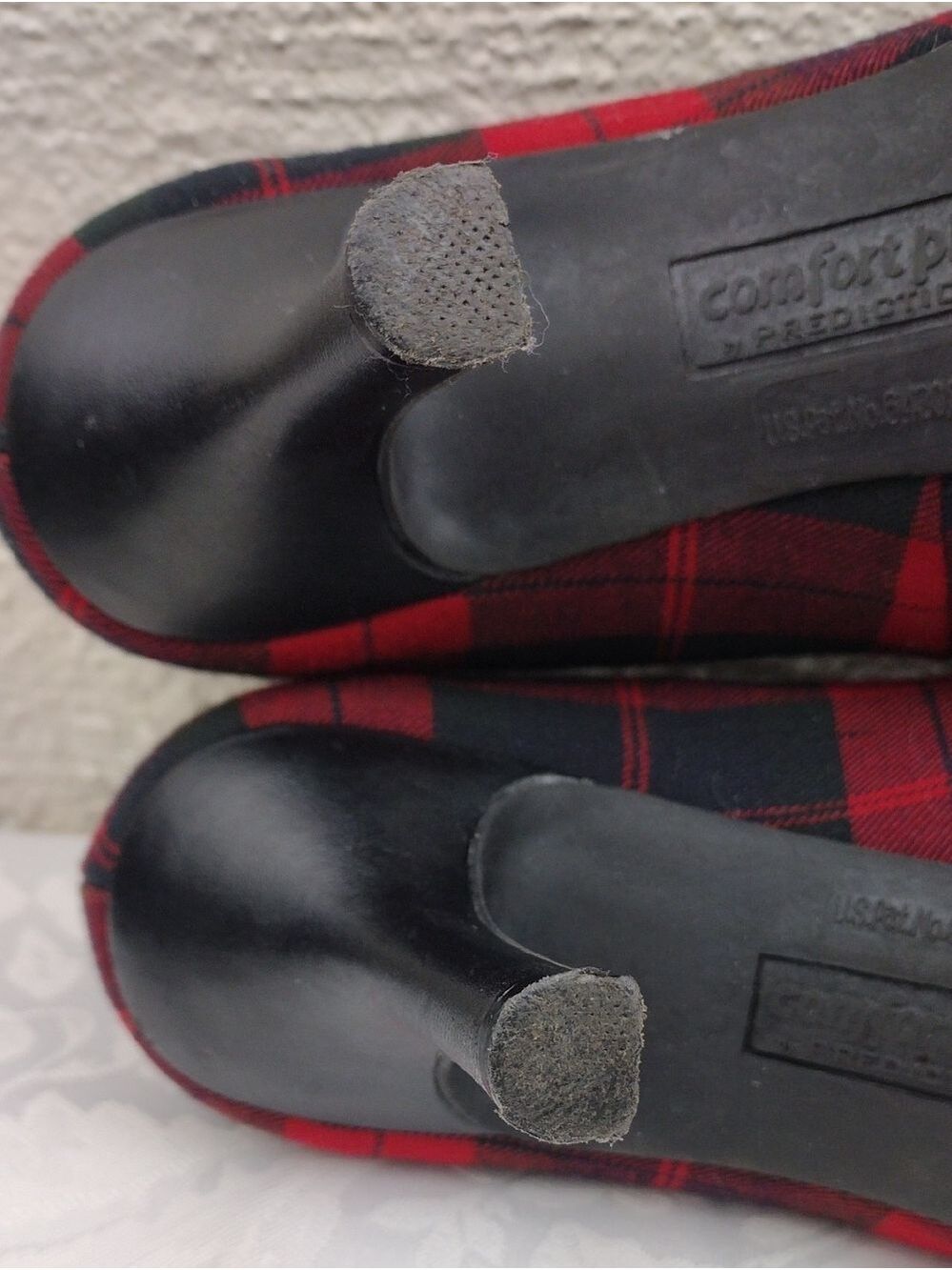 Comfort Plus by Predictions Black Red Plaid Fabric Point Toe High Heel Pump Shoe - Picture 9 of 16